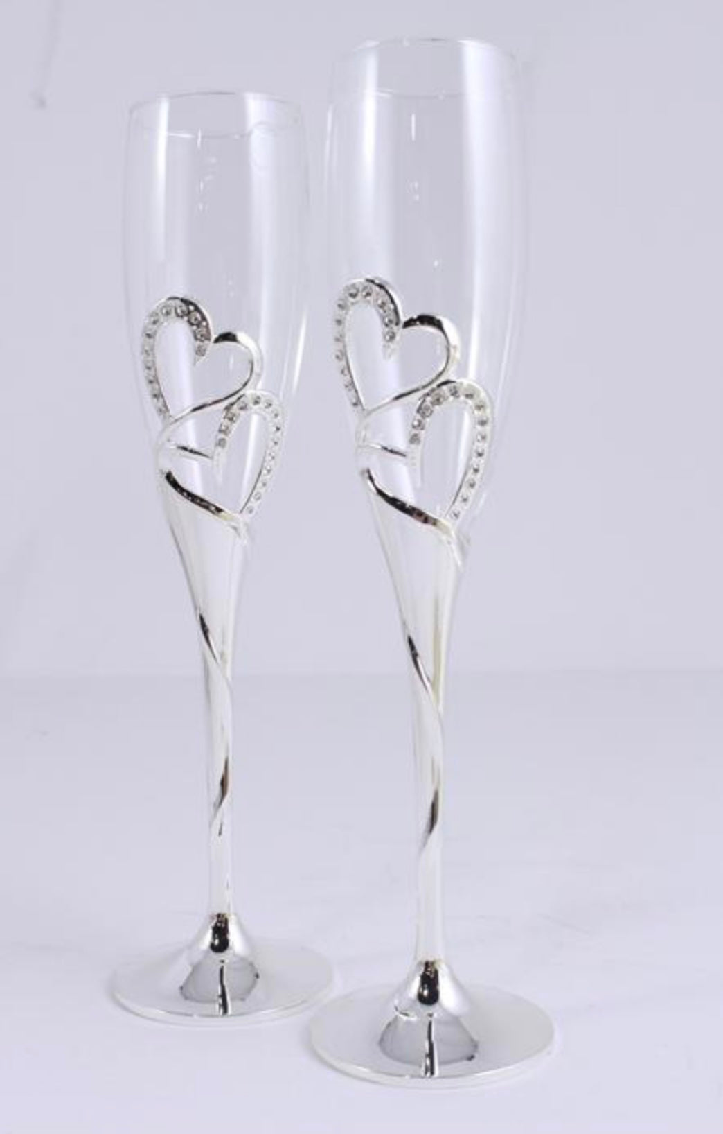 Interlocking Hearts Wedding Champagne Glasses