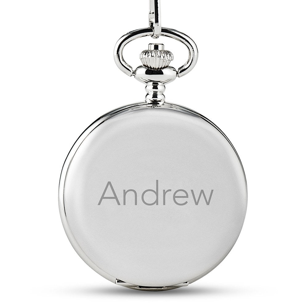 Silver Mechanical Pocket Watch & Fob