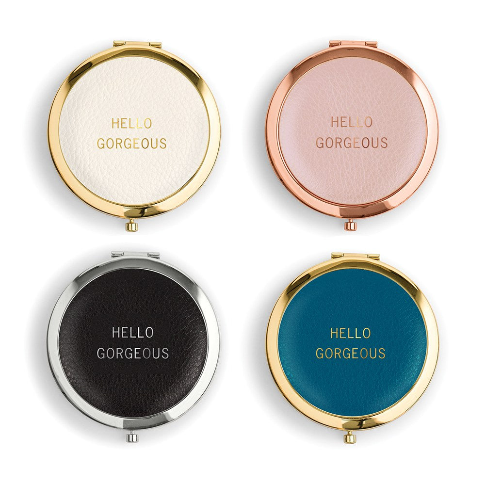 Faux Leather Compact Mirror - Hello Gorgeous