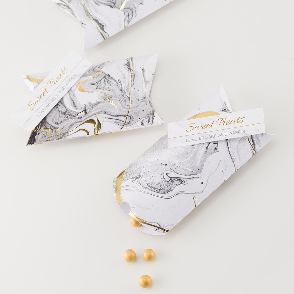 Marble With Gold Print Pillow Favour Box