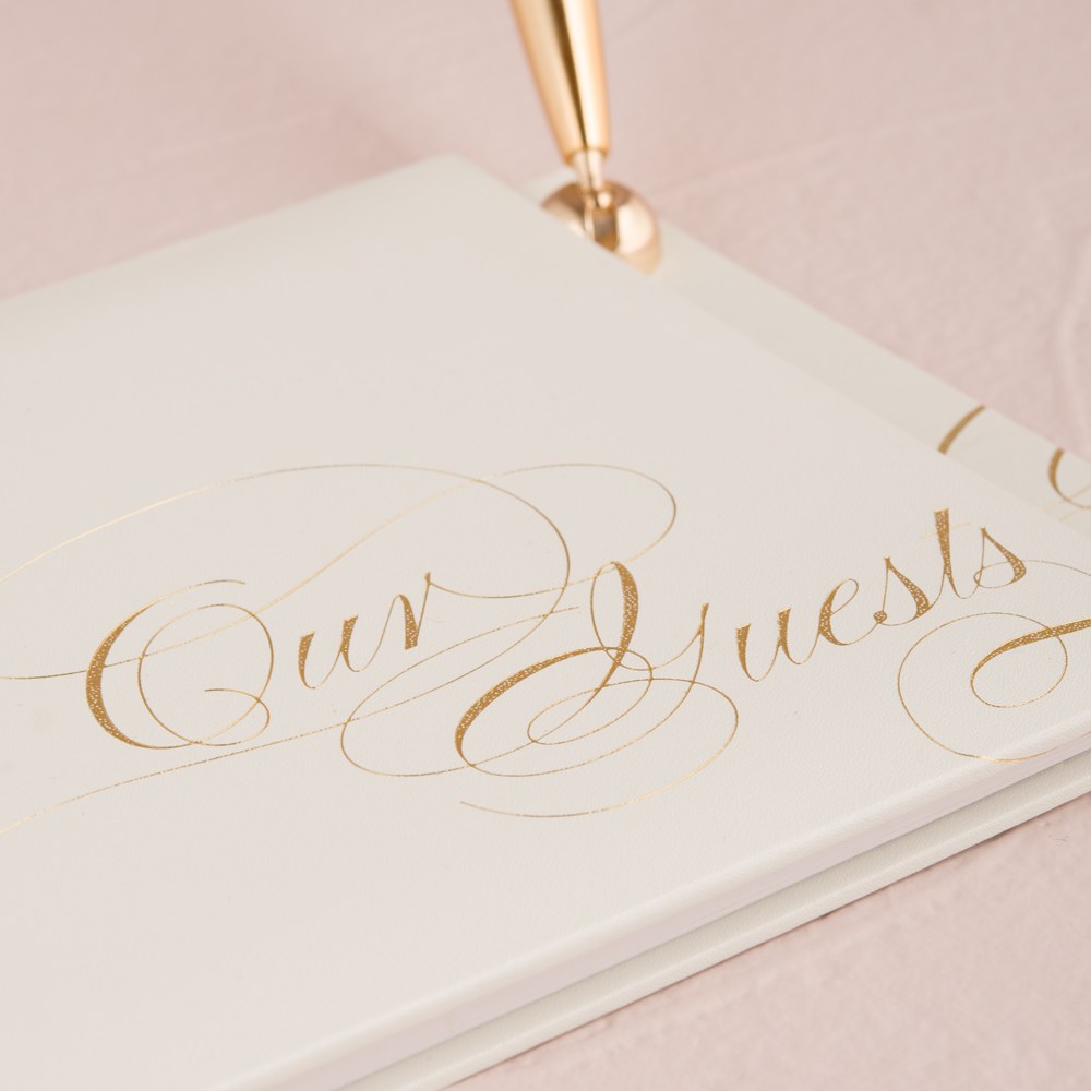 Guest book with base and pen