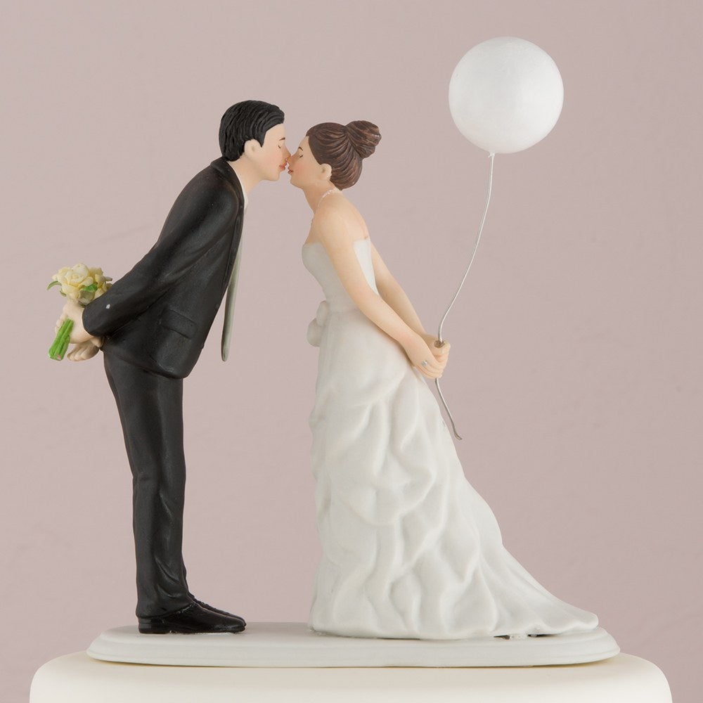 Leaning In For A Kiss - Balloon Wedding Cake Topper