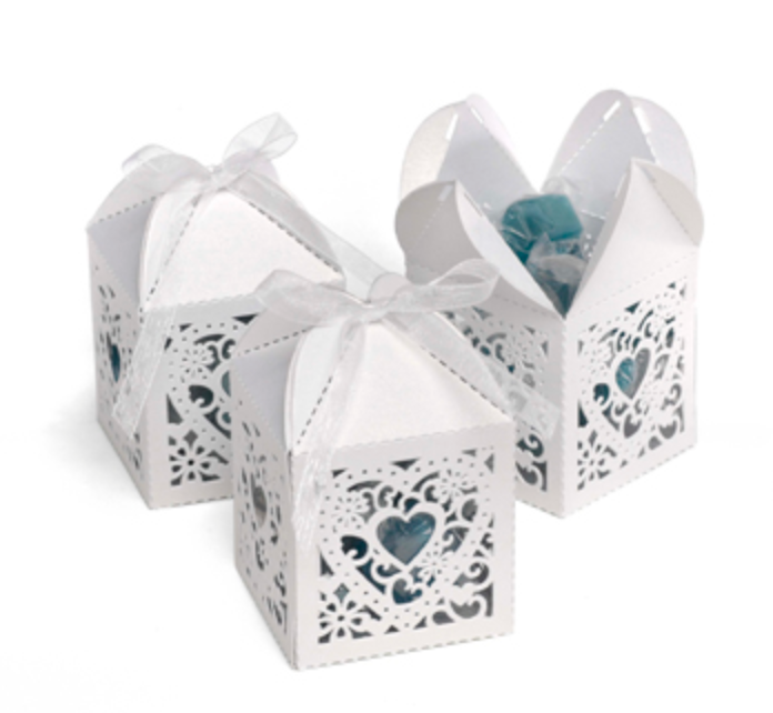 White heart cutout box