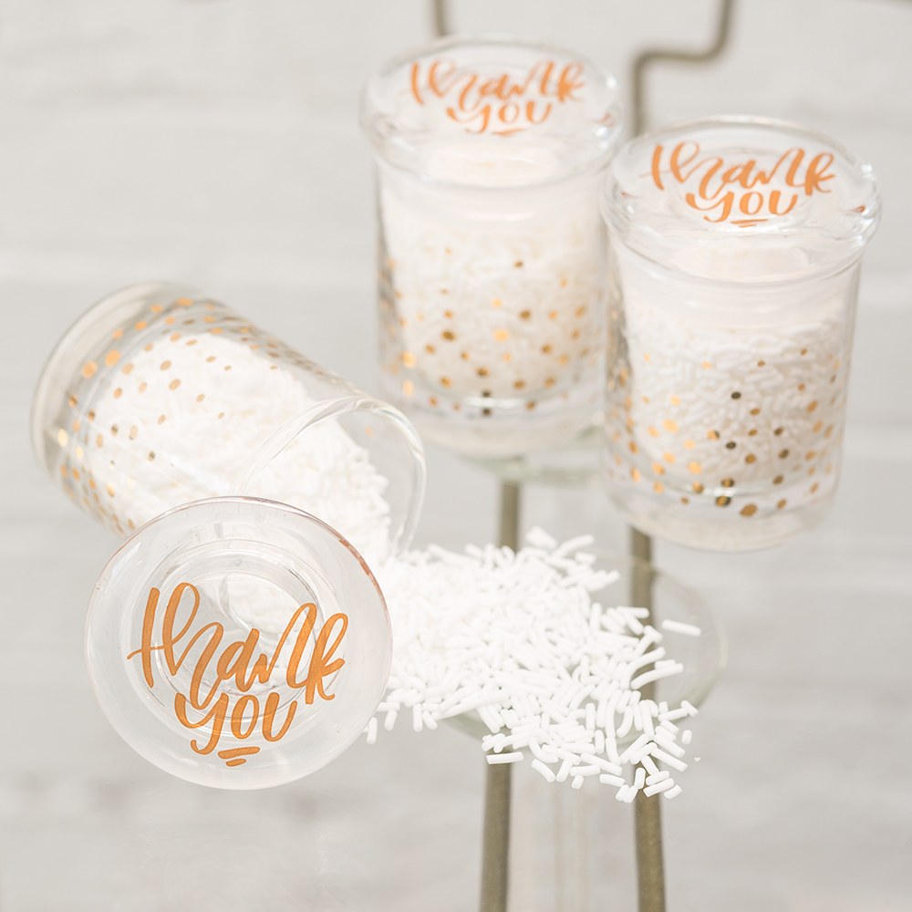 Gold Foil Confetti Mini Glass Favour Jar With Lid