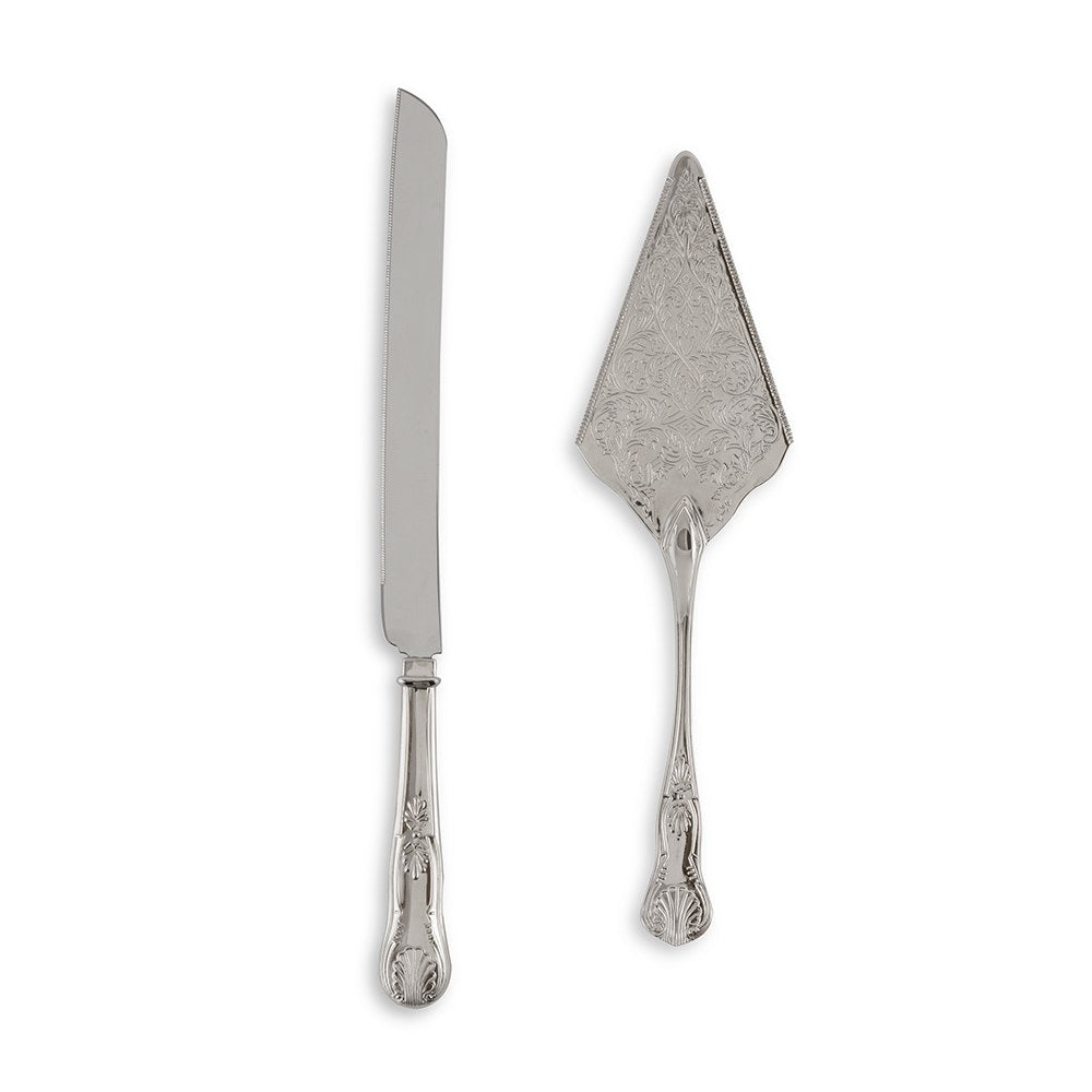 Vintage Inspired Silver Cake Serving Set