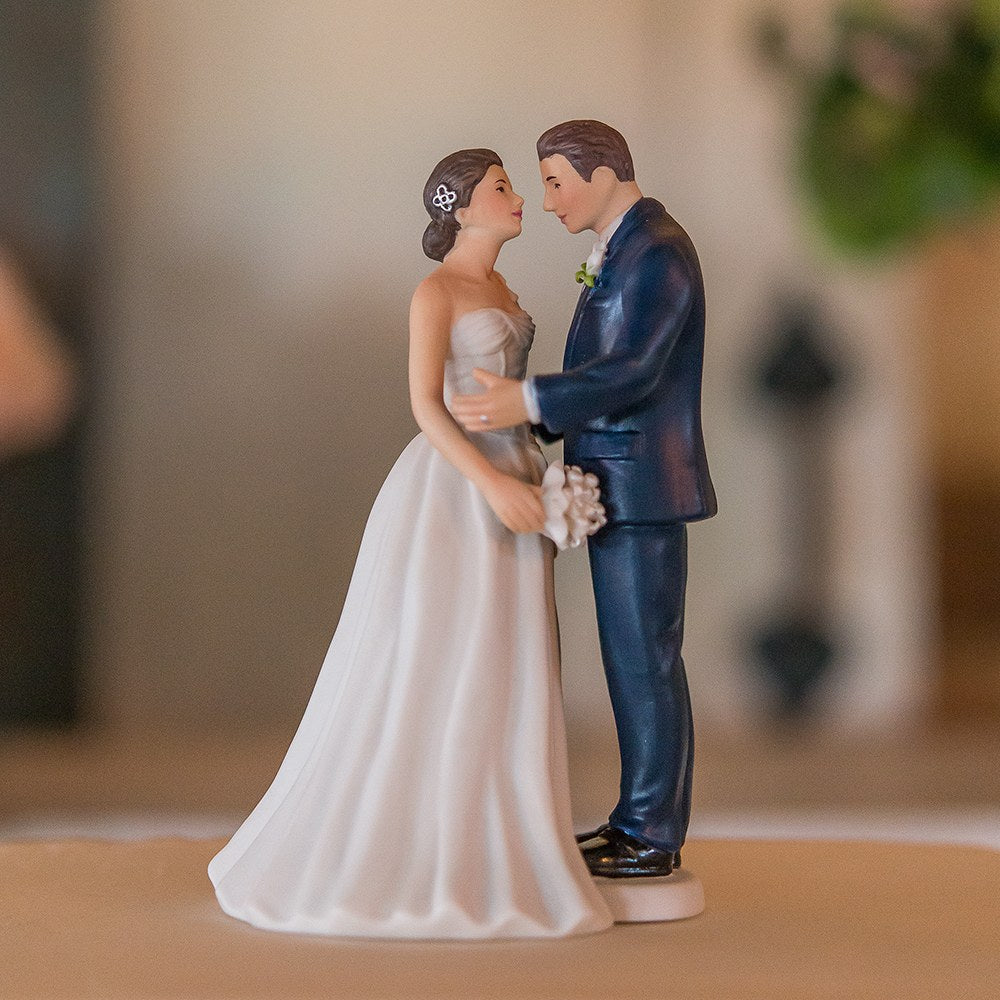 Contemporary Vintage Bride And Groom Porcelain Cake Topper
