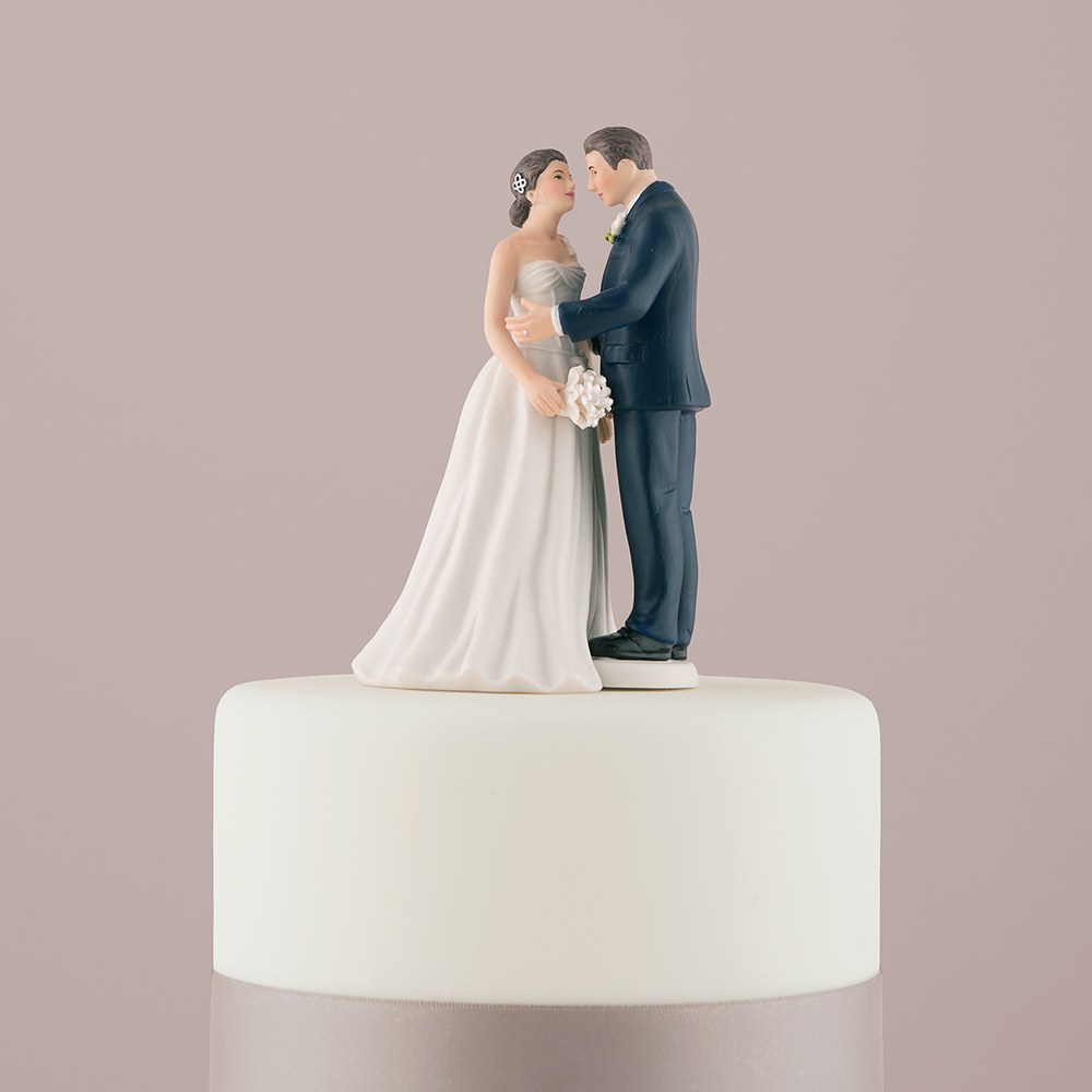 Contemporary Vintage Bride And Groom Porcelain Cake Topper