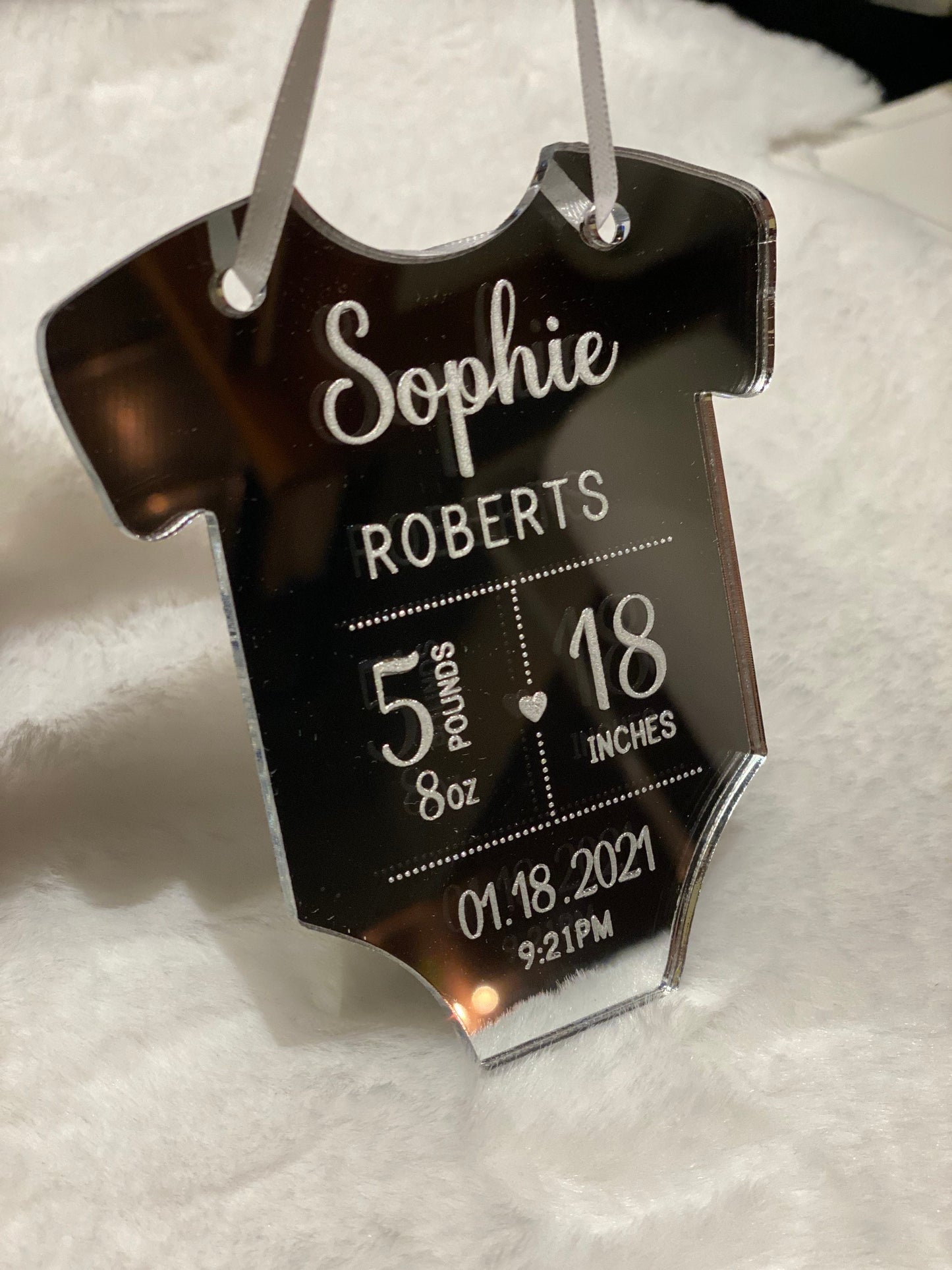 Baby Onesie birth stats Christmas ornament