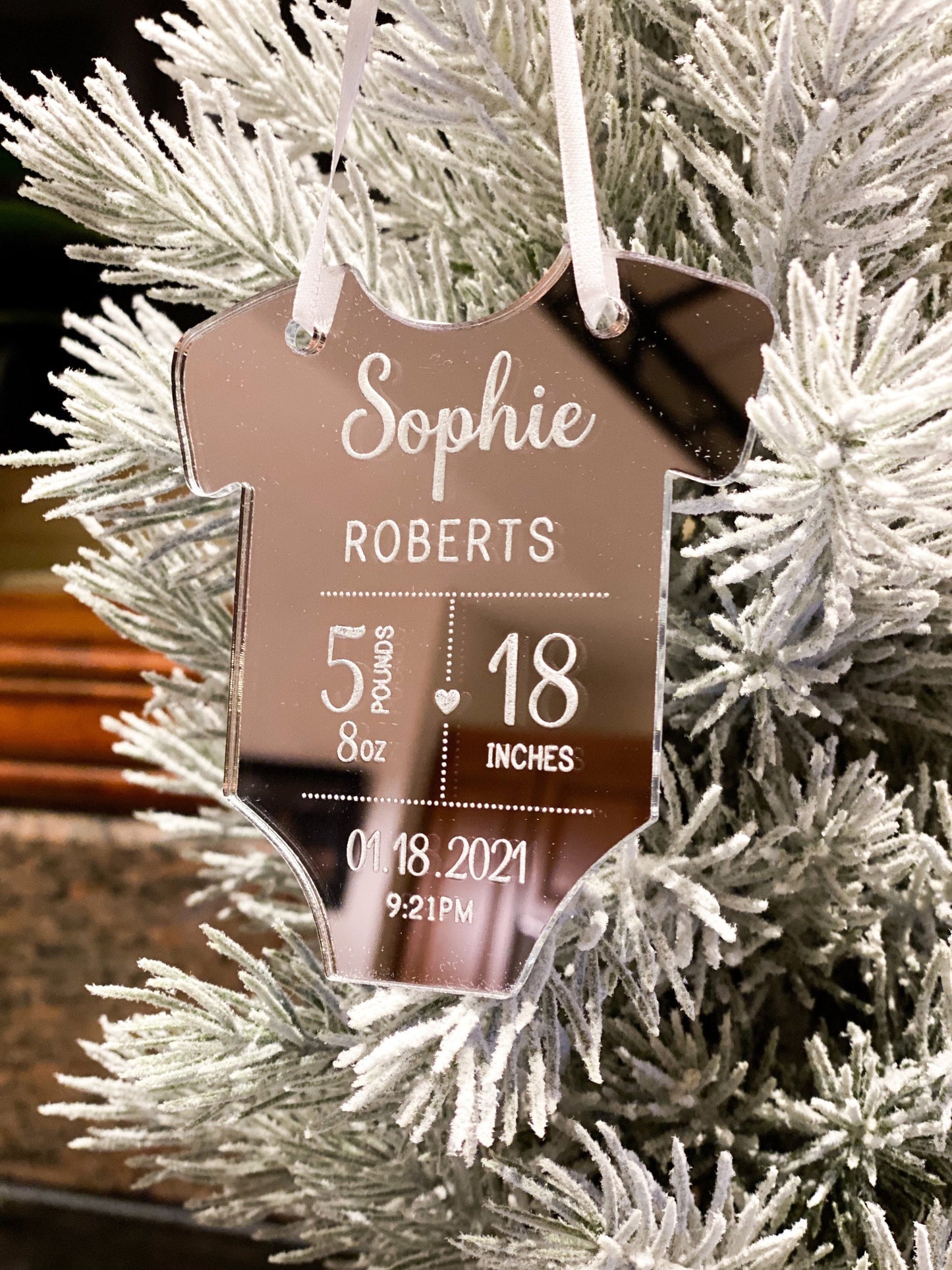 Baby Onesie birth stats Christmas ornament