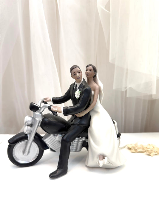 Motorcycle "Get-away" Wedding Couple Figurine