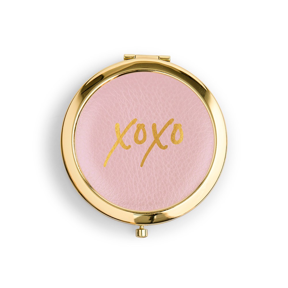 Faux Leather Compact Mirror - XOXO