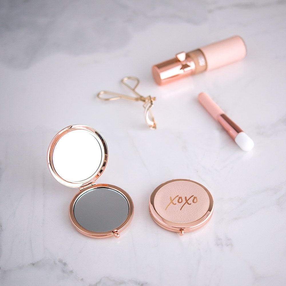 Faux Leather Compact Mirror - XOXO