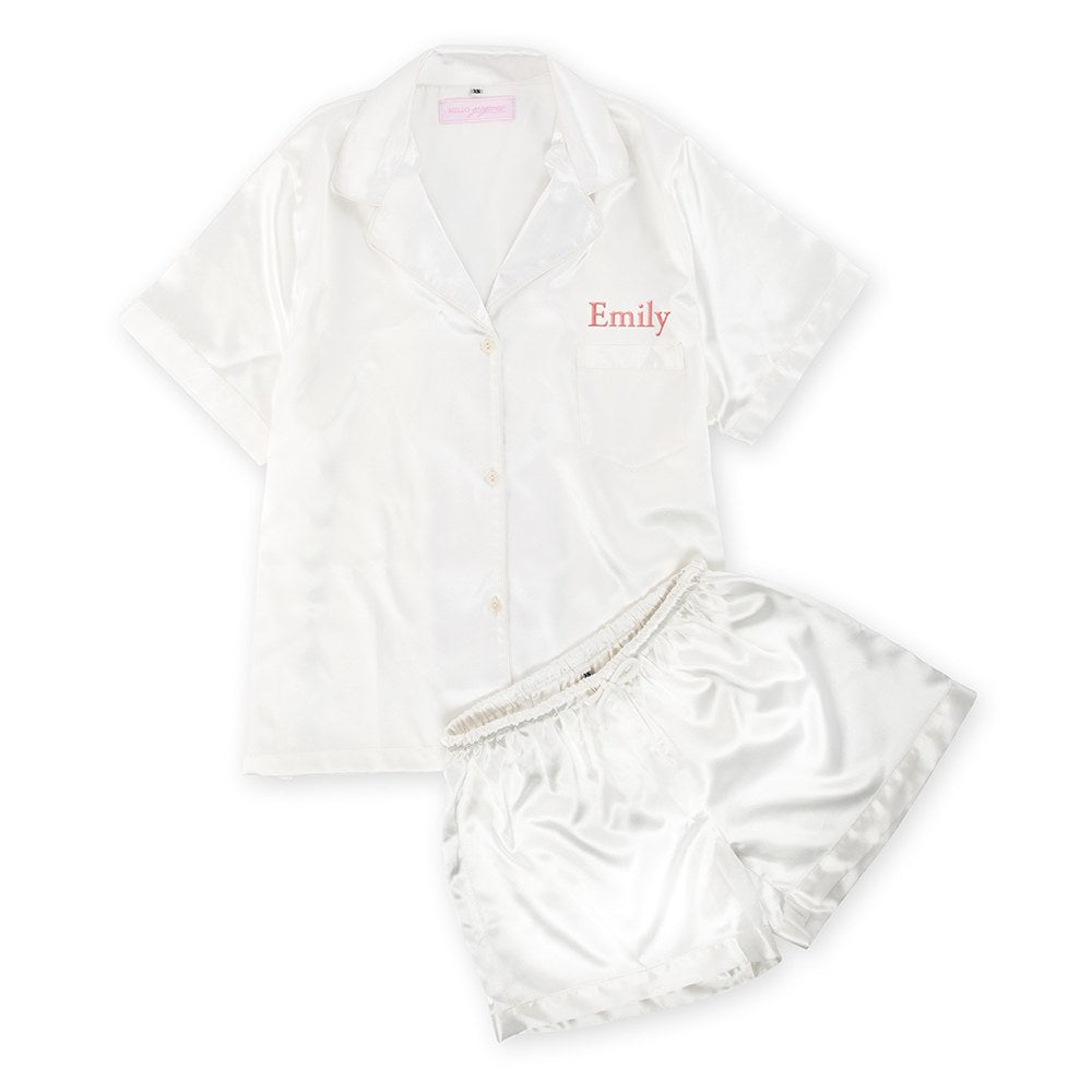 White satin short pyjamas sale