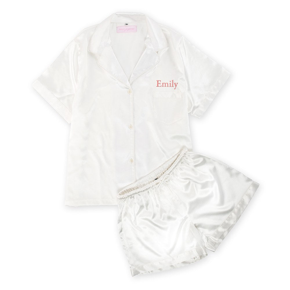 White Satin Pyjama Sleepwear Set