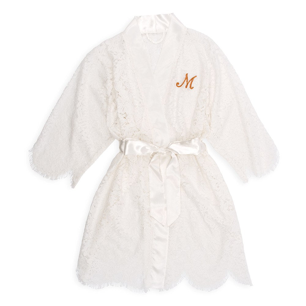 Lace Bridal Wedding Robe - White