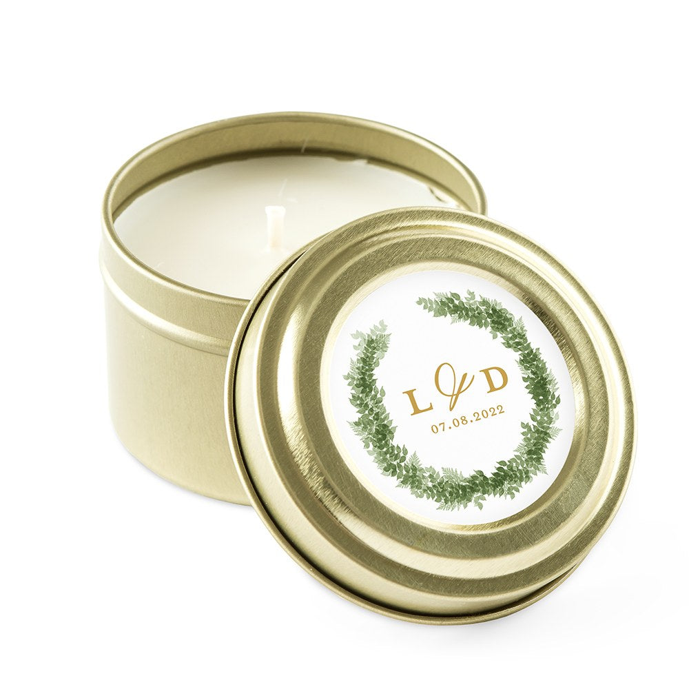 Mini Round Tin Candle Favour With Custom Printed Stickers