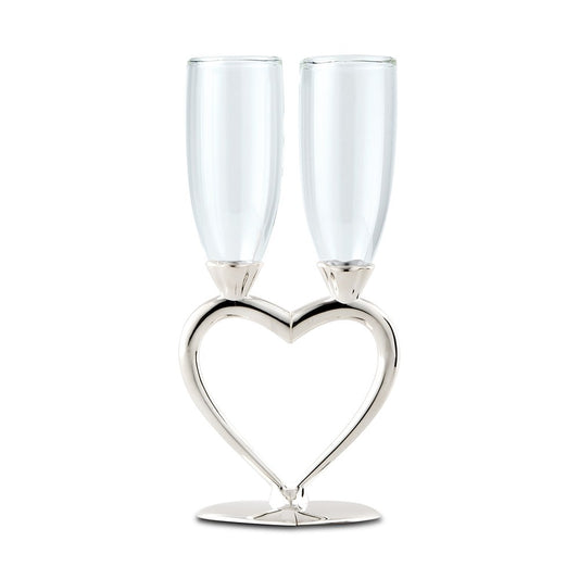 Interlocking Heart Stems Wedding Champagne Glasses