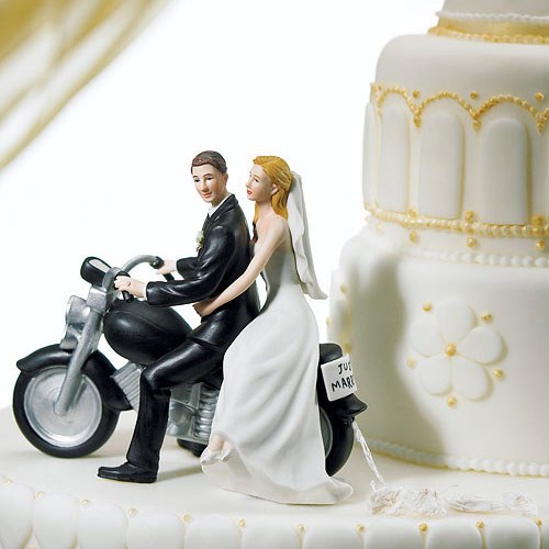 Motorcycle "Get-away" Wedding Couple Figurine