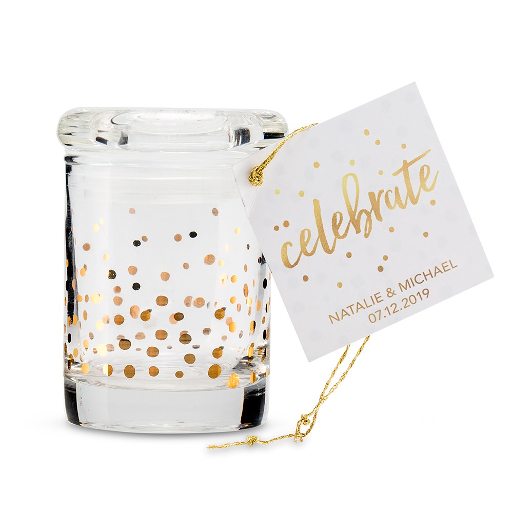 Gold Foil Confetti Mini Glass Favour Jar With Lid