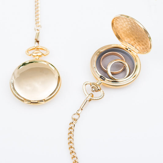 Gold Pocket Wedding Ring Holder With Chain