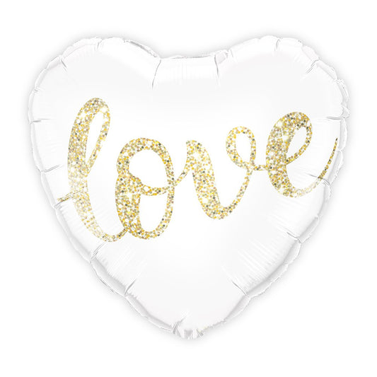 White And Gold Love Glitter Heart