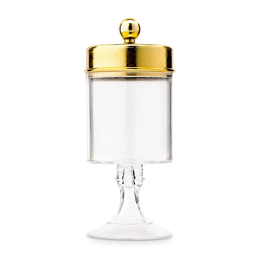 Small Clear Plastic Wedding Favour Container - Cylinder Cup With Gold Lid