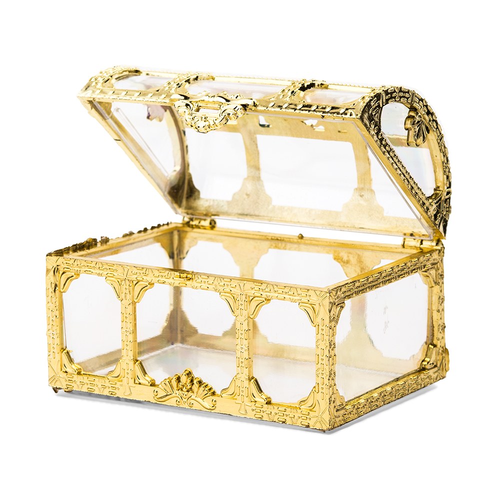 Small Clear Plastic Wedding Favour Container - Gold Treasure Chest –  cadeauxnicnac