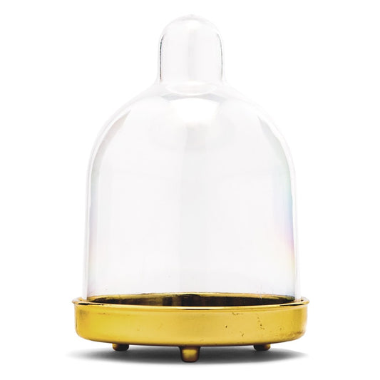 Small Clear Plastic Wedding Favour Container - Dome With Gold Bottom