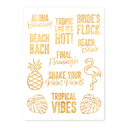 Gold Bachelorette Party Temporary Tattoos - Tropical
