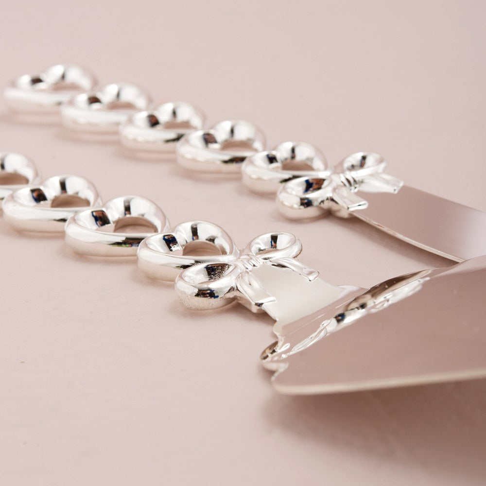 Silver Plated Stacked Hearts Cake Serving Set