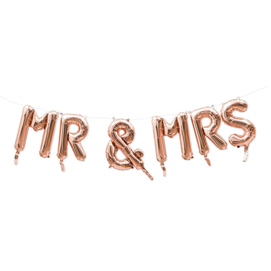 Rose Gold Mylar Foil Letter Balloon Decoration - Mr & Mrs