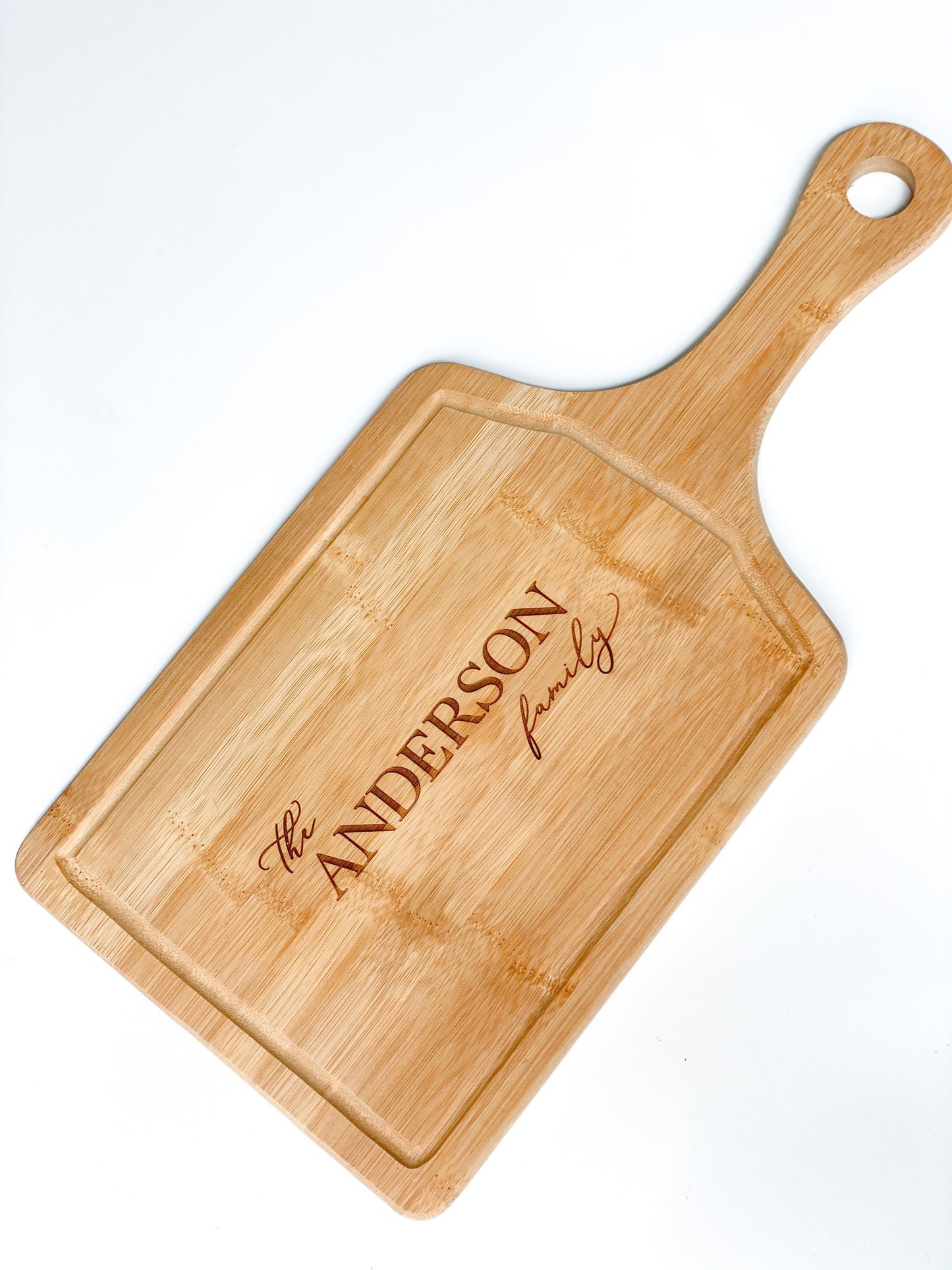 Engraved Bamboo board with handle